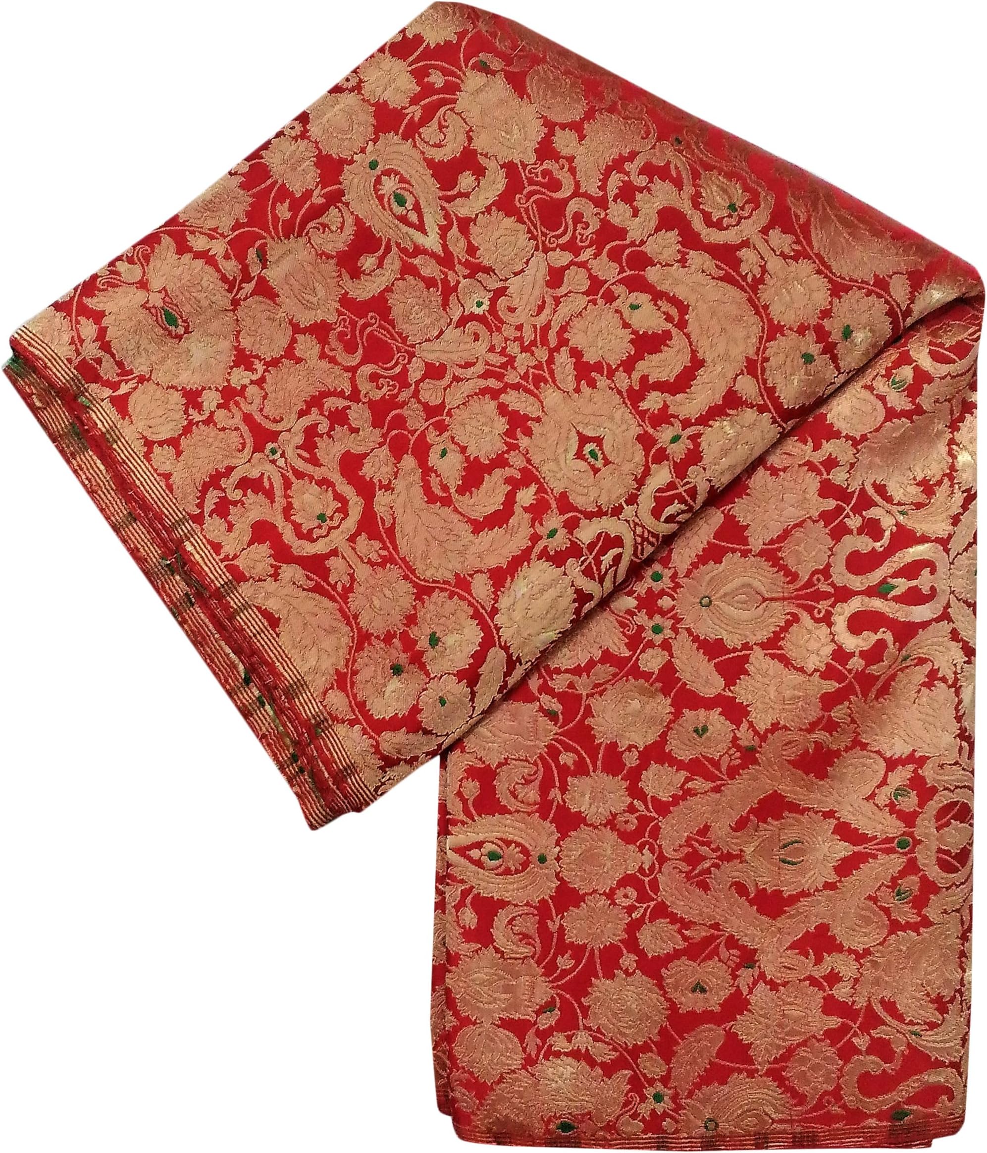 India silk Fab Men's Handloom Poly Silk Ethnic Fabric (Red, Free Size)
