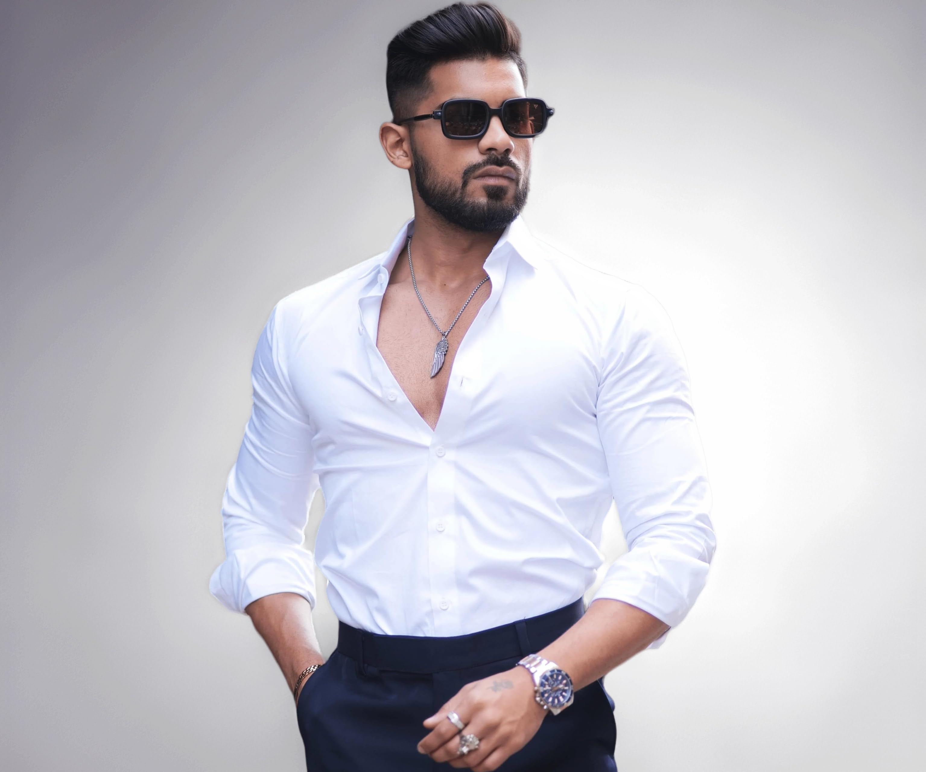Men's Satin Shirt with Spread Collar Neck Line Solid Pattern Full Sleeves Regular Fit Western Style and Standard Length