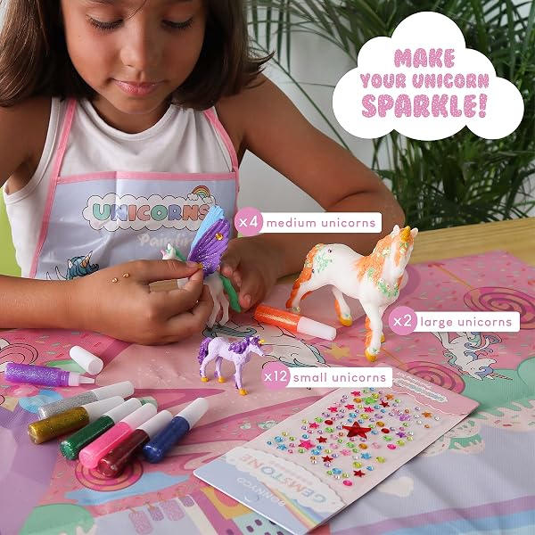 BONNYCO Unicornios para Niñas Figuras para Pintar Kit con 18 Unicornios. Set Manualidades Niñas, Juguetes con Brillo en la Oscuridad 3 4 5 6 7 8 9 10 Años. Regalos Niños en Cumpleaños y Navidad - 5