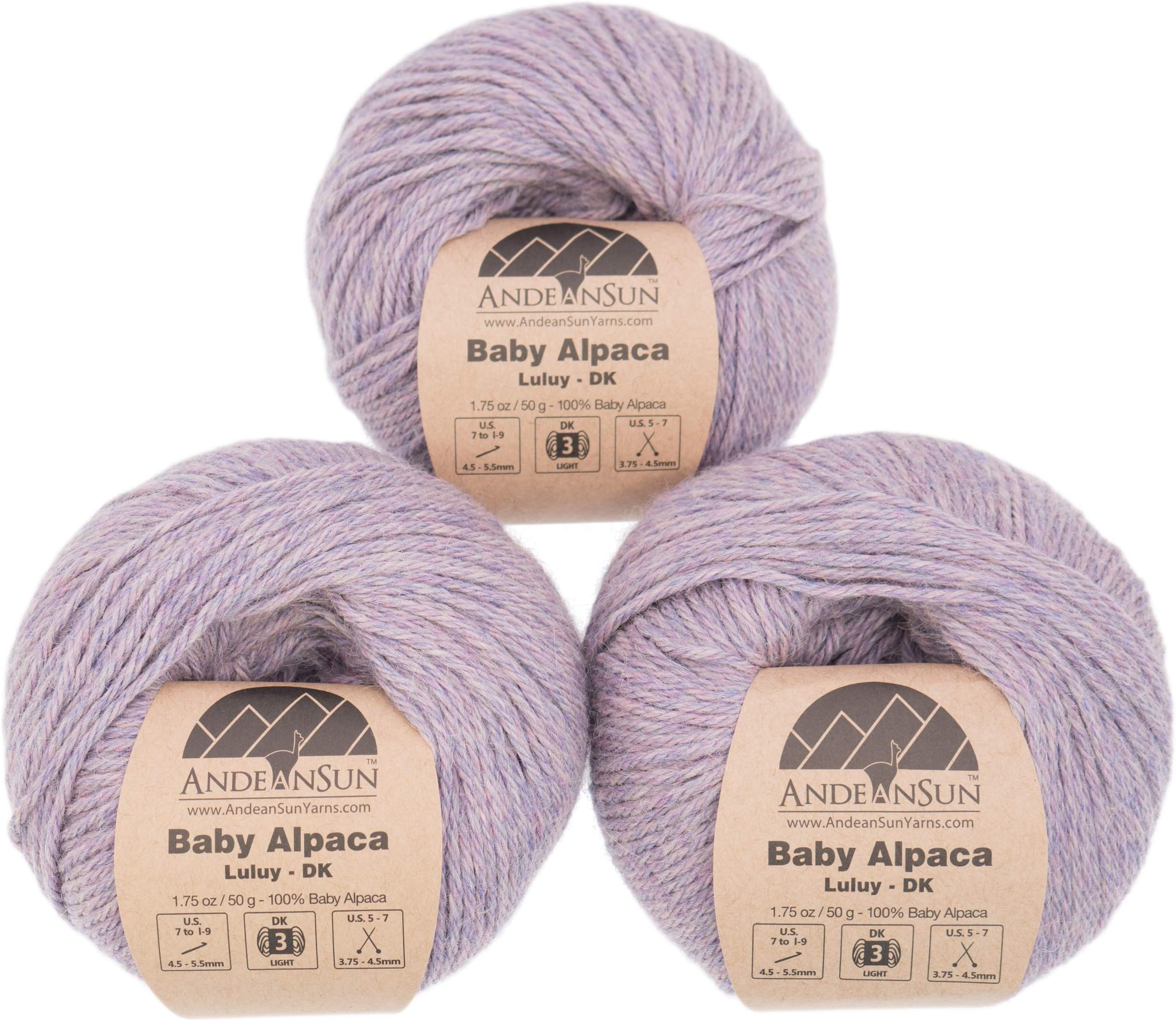 (Set of 3 - Heather Color) 100% Baby Alpaca Yarn Not Wool[328 Yards Total] Cotton Candy, #3 DK