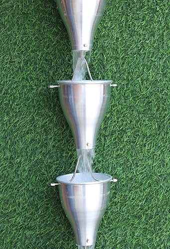 Miniatura 5 de KAM Home - Cadena de lluvia de aluminio XL con adaptador de canaleta para kit de instalación de cadena de lluvia (8.5 pies, natural)