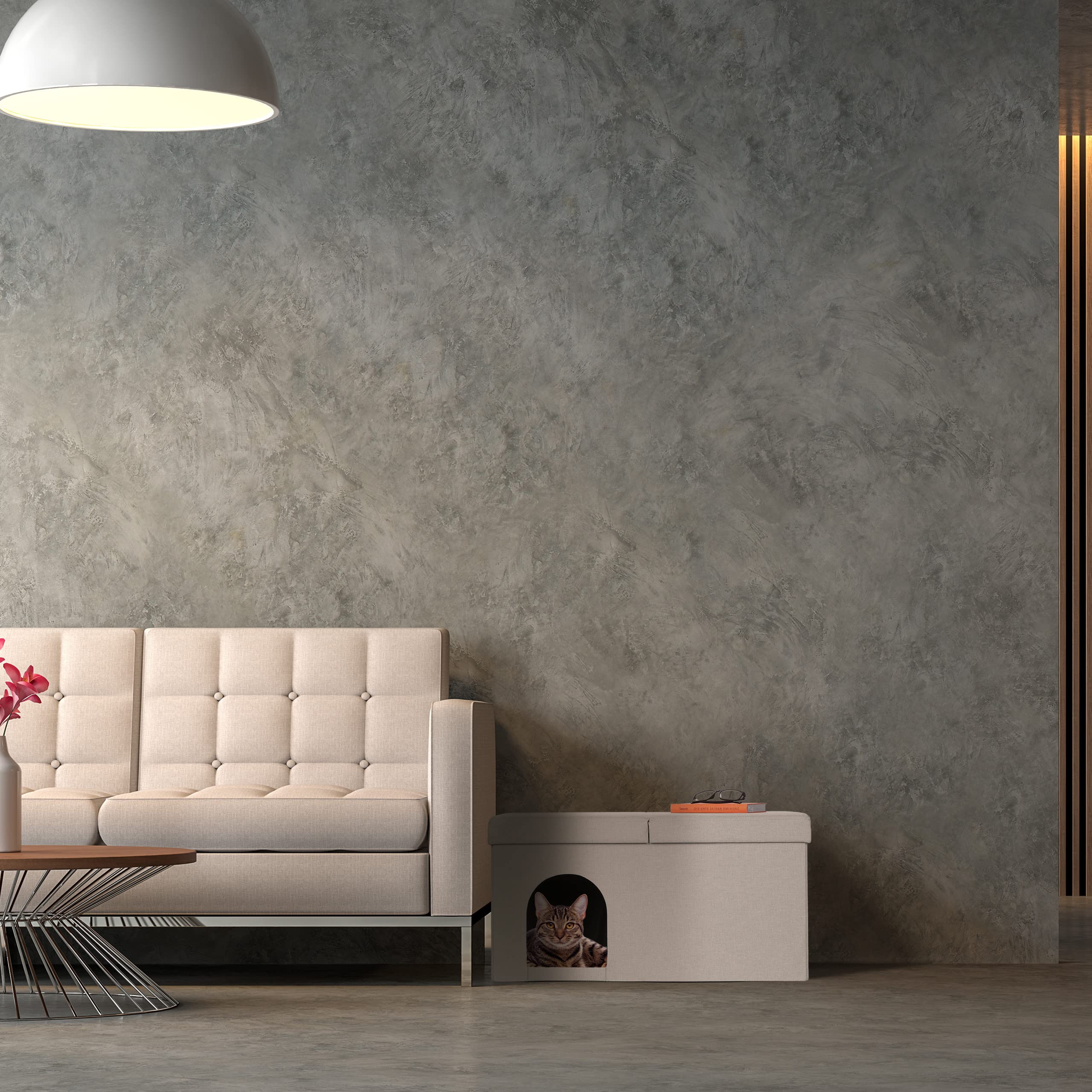 Relaxdays Cassapanca con Cuccia per Gatti, Panca con Tana per Animali Domestici, HLP: 38,5x74,5x37 cm, Interni, Beige