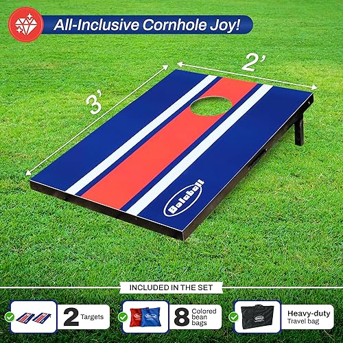 Miniatura 3 de Bolaball Juego de tablero de Cornhole con 8 bolsas de lanzamiento, 2 x 3 pies, juegos de mesa portátiles de madera para cornhole, juegos de interior