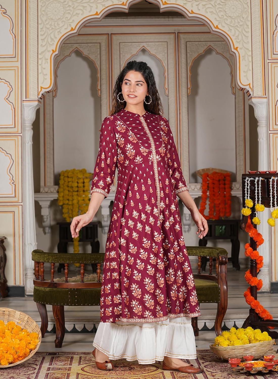 Yash Gallery Women's Rayon Floral Printed Anarkali Kurtis For Summer - Image 3