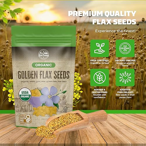 Miniatura 3 de Ava Farms Semillas de lino dorado orgánico  Semillas enteras de lino para batidos, hornear, cocinar, ensaladas y más  La semilla de lino dorado