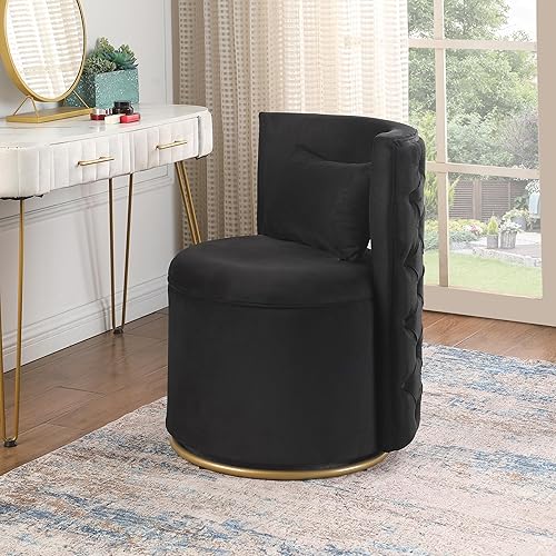 Miniatura 8 de Otnqu Silla de acento giratoria, sofá redondo de terciopelo de almacenamiento, silla tapizada con barril moderno para guardería, sala de estar,