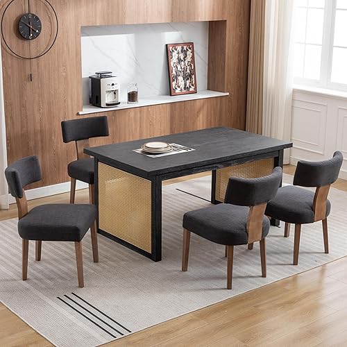 Miniatura 24 de Juego de 4 sillas de comedor modernas de mediados de siglo, tapizadas de piel sintética, sillas Parson modernas sin brazos de cocina, sillas de