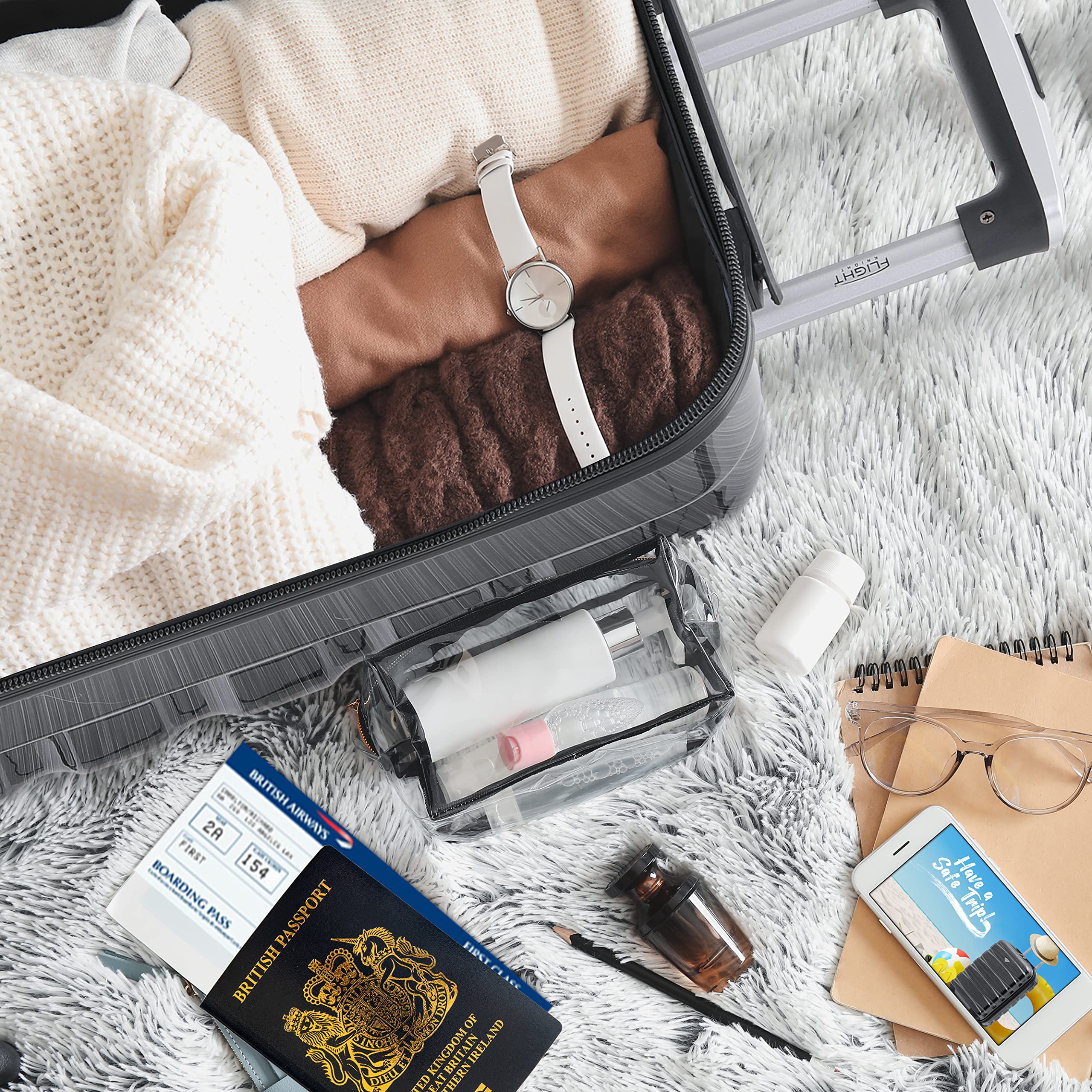 Flight Knight Lightweight 4 Wheel ABS Hard Case Small Suitcase Approved for Over 100 Airlines Including easyJet, British Airways, Ryanair, Jet2, Emirates & Many More - Carry On 55x35x20cm