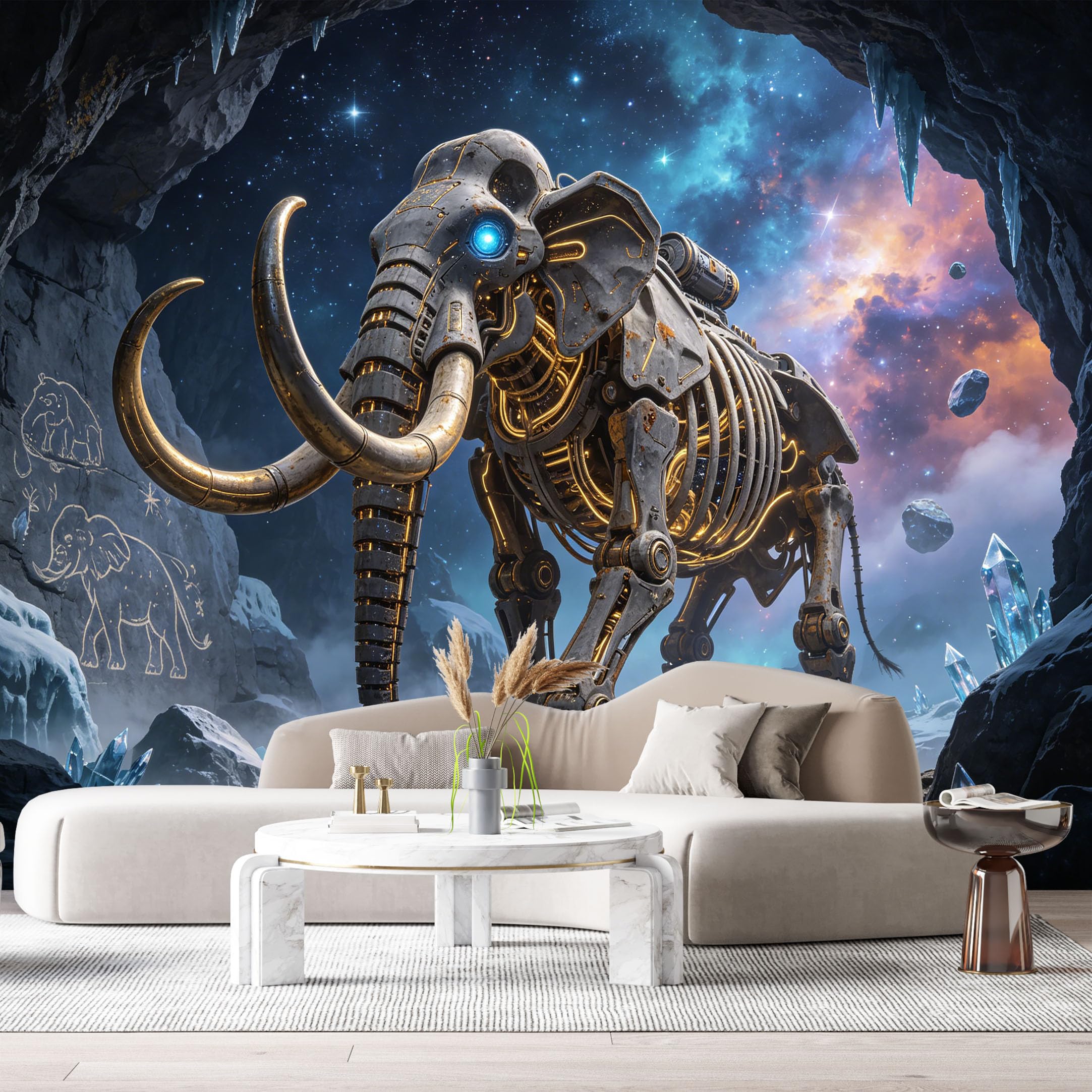 Custom Size Wall Mural Mechanical Robot SciFi Mech Futuristic Metal Armor 3D Realistic Style SelfAdhesive Art Prints Removable Large Wallpaper Esports Room Game Room Studio