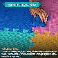 Vista 5 de ProSource - Tapete de juegos de rompecabezas de espuma para niños y bebés con colores sólidos, 36 o 16 azulejos entrelazados con bordes, surtido