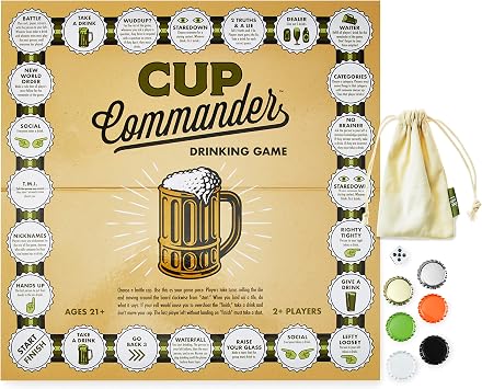 Foster & Rye Cup Commander Game Night Games for Groups Adult Party - Fun Drinking Games and Party Favors - Bottle Cap Group Games for Adults