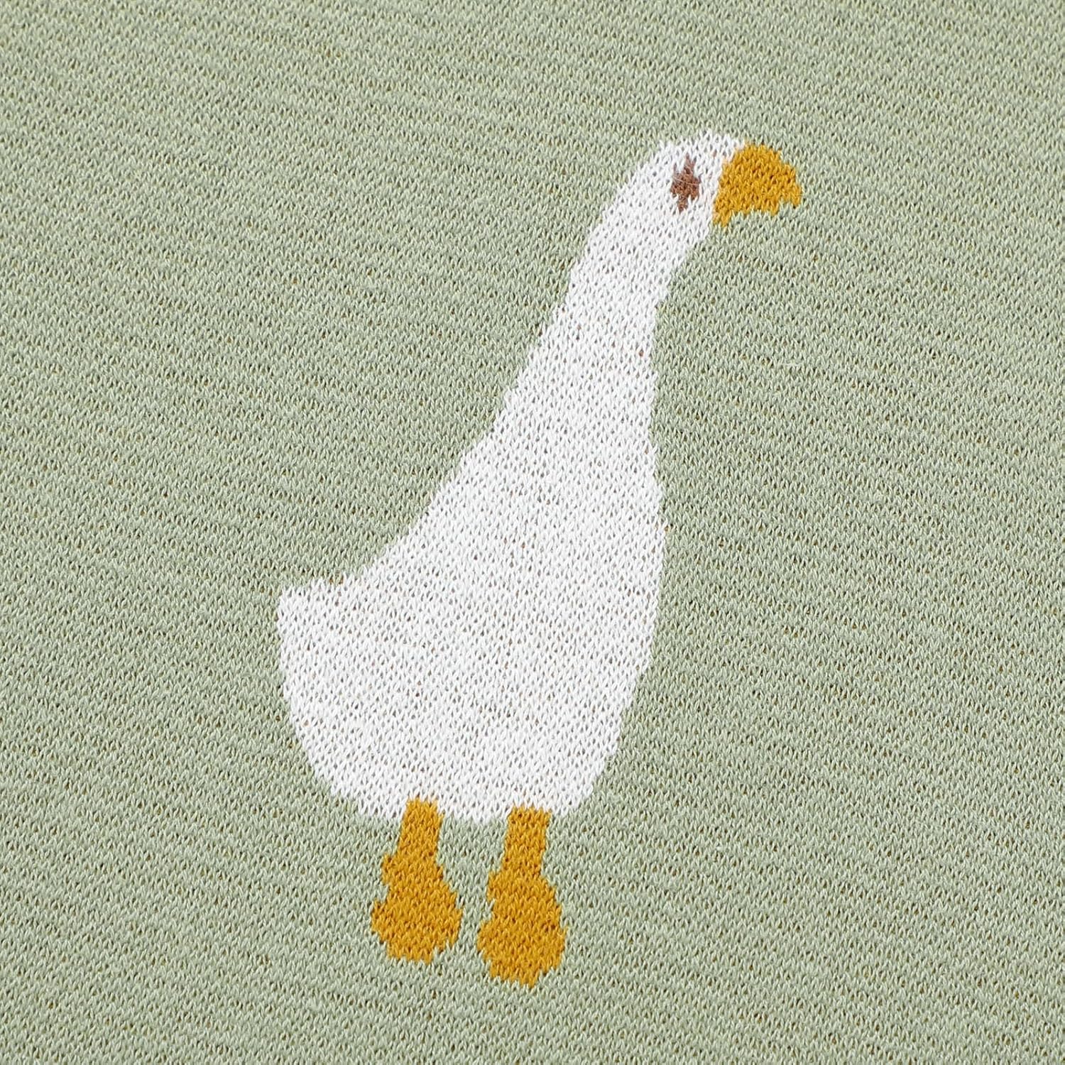 mimixiong Baby Blanket Knit Receiving Boys Girls Blanket Soft Cotton Neutral Blanke for Swaddle Crib Stroller with Cute Goose