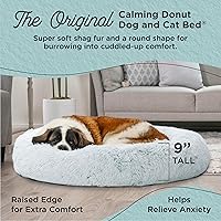 Vista 2 de Best Friends by Sheri - The Original Calming Donut - Cama calmante en forma de dona para perros y gatos - Pelo largo, gris escarcha, XL, 45 x 45