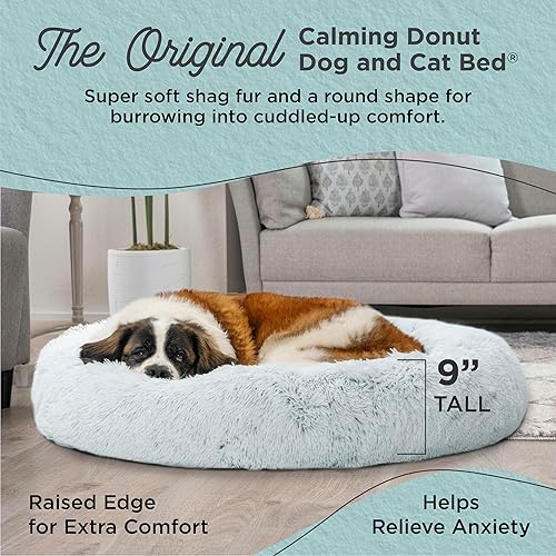 Miniatura 2 de Best Friends by Sheri - The Original Calming Donut - Cama calmante en forma de dona para perros y gatos - Pelo largo, gris escarcha, XL, 45 x 45
