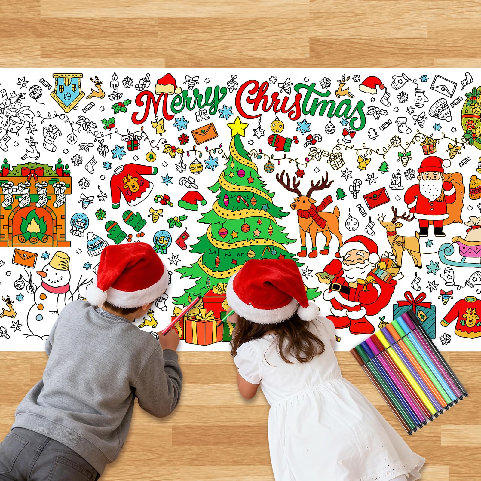 Leikedun Christmas Colouring Table cloth