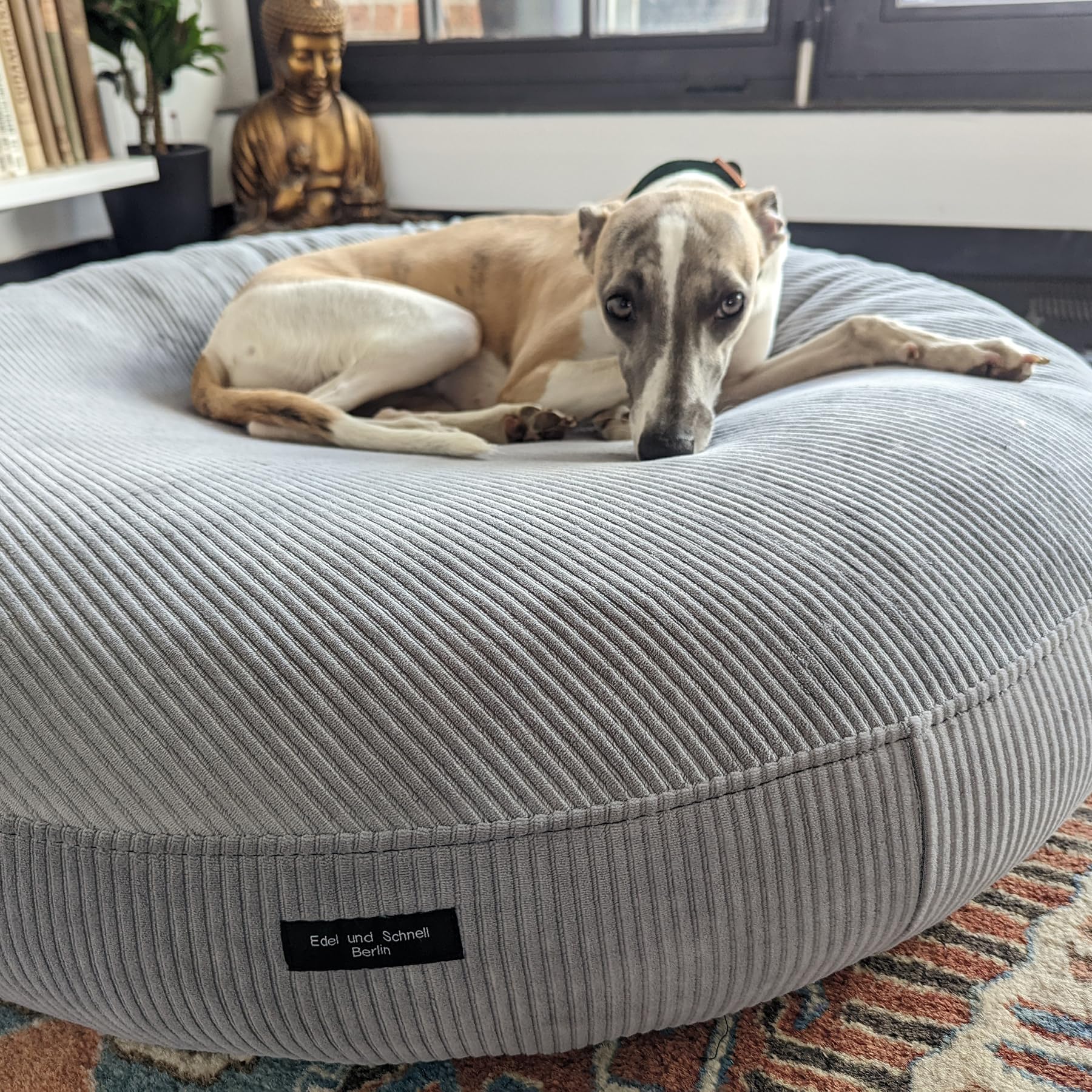 EDEL&SCHNELL Hundebett Wechselbezug in Grau, Ersatzbezug für runde Hundebetten 65 cm, Bezug aus weichem Baumwoll-Cord-Stoff