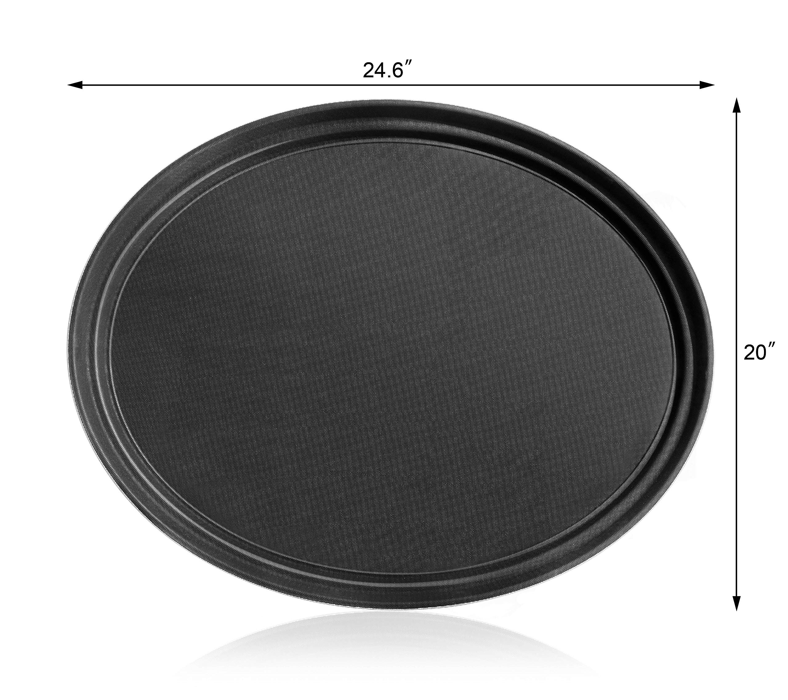 New Star 25453 NSF Plastic Oval Rubber Lined Non-Slip Tray, 20.5 by 25.25-Inch, Black