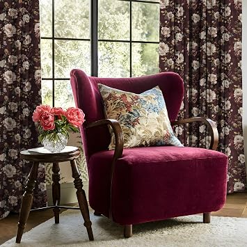 RYB HOME Velvet Curtains 72 inches Long, Printed Floral Vintage Design Home Decoration Thermal Insulated Privacy Protect Drapes for Bedroom Living Room, Rust Red, W50 x L72 inches, 2 Panels