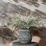 SIDUCAL Ceramic Rustic Farmhouse Flower Vase, Pottery Decorative Flower Vase for Home Decor, Table, Living Room Decoration, Shelf Decor, Mantel, 7.3 Inch, Black