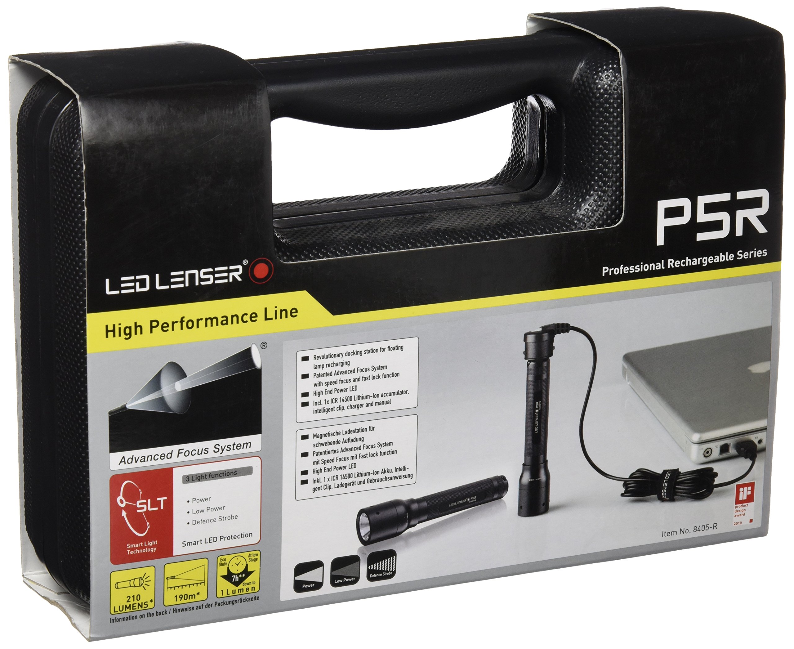 Ledlenser Allround Taschenlampe P5R - Schwarze LED Handlampe mit innovativer Ladestation - aufladbar - bis zu 15 Stunden Laufzeit - 420 Lumen