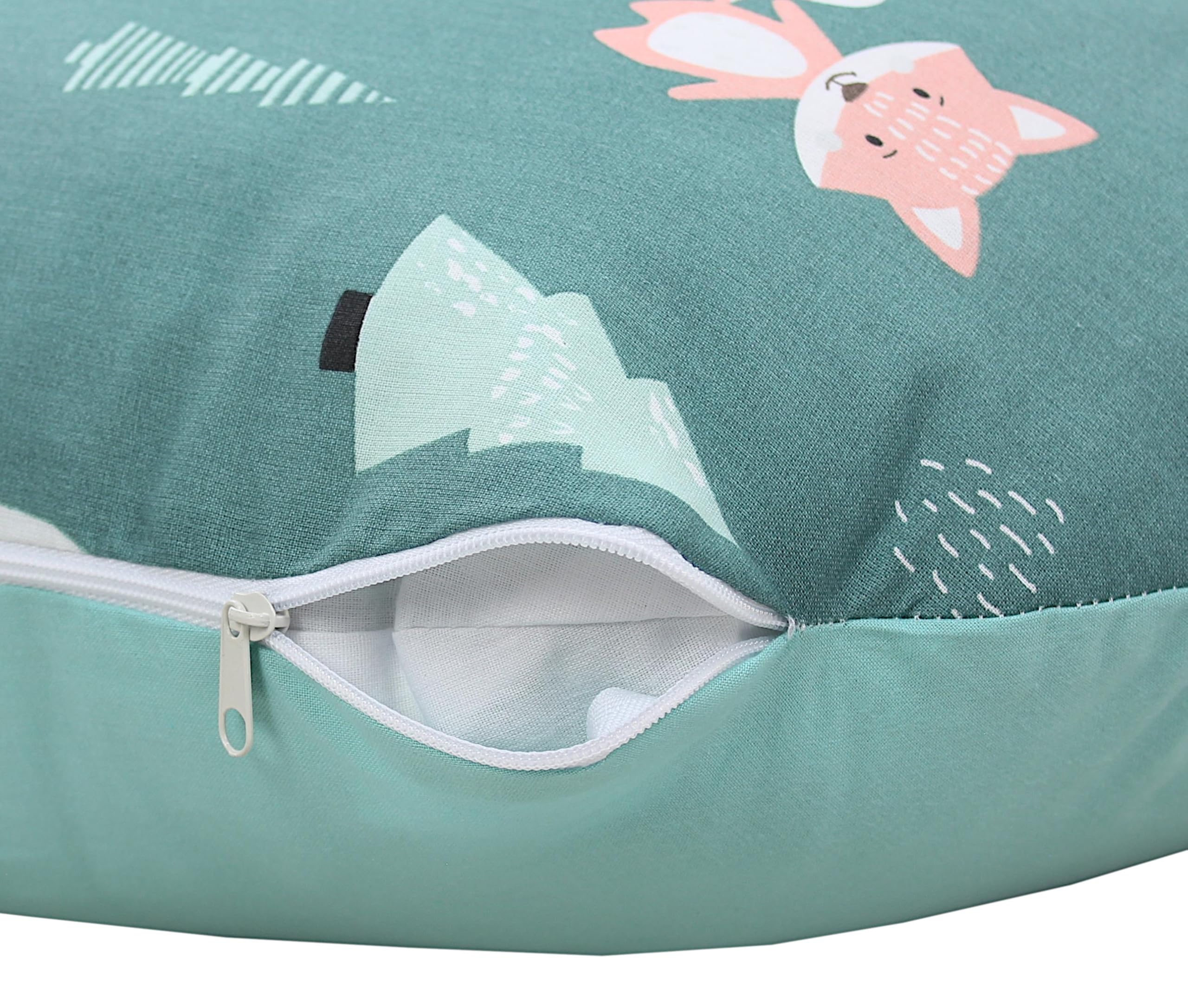 TupTam Baby Stillkissen Klein mit Baumwoll-Bezug, Farbe: Wald/Fuchs/REH/Igel/Bärchen/Grün/Mint