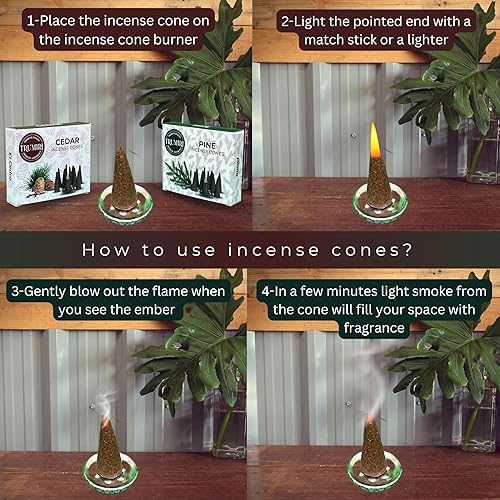 Miniatura 4 de Paquete combinado de conos de incienso, 10 cedro + 10 conos perfumados de pino