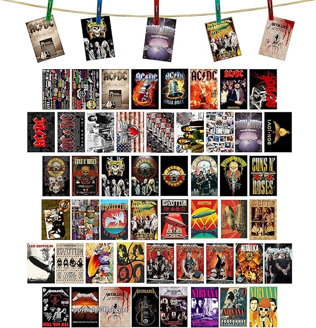 Rock Band Rock Star Rock N Roll Music Poster I 50 PCS Wall Collage Kit Aesthetic Pictures Collage Small Posters Home Dorm Bedroom Wall Decor for Teens and Young Adults 4 X 6 Inch