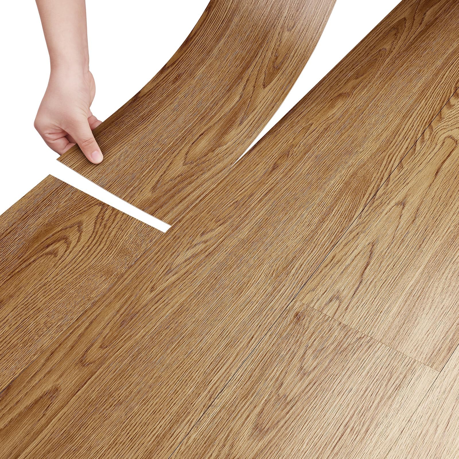 Stickyart 36 Pezzi Pavimento Adesivo Legno Marrone Impermeabili 90cm X 15cm Piastrelle Adesive Pavimento Effetto Legno Mattonelle Adesive Cucina Parquet Adesivo per Bagno Pavimenti PVC Garage Salotto