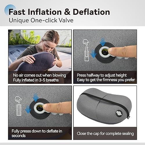 Miniatura 5 de MARCHWAY Almohada inflable ultraligera para acampar con funda suave y lavable, compacta, compresible, portátil, para campamento al aire libre,