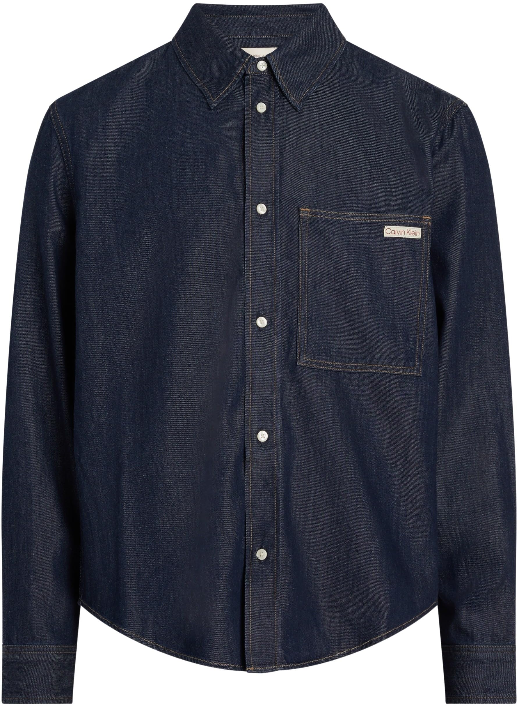 Calvin Klein Uomo Camicia in Jeans Regular Denim Shirt Taschino sul Petto