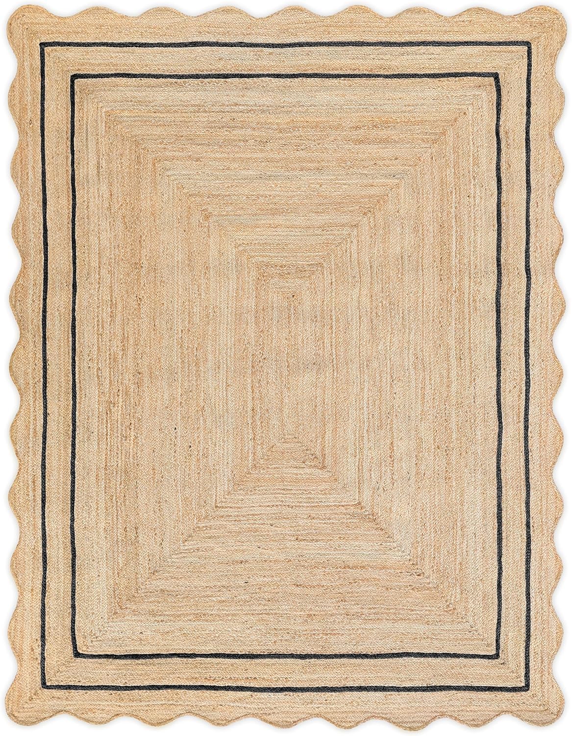 DANGAYACH ART Handmade Braided Natural Jute & Black Border 2 x 4 Feet (61 cm x 122 cm) Rectangular Area Rug Dining Room, Bedroom, Living Room