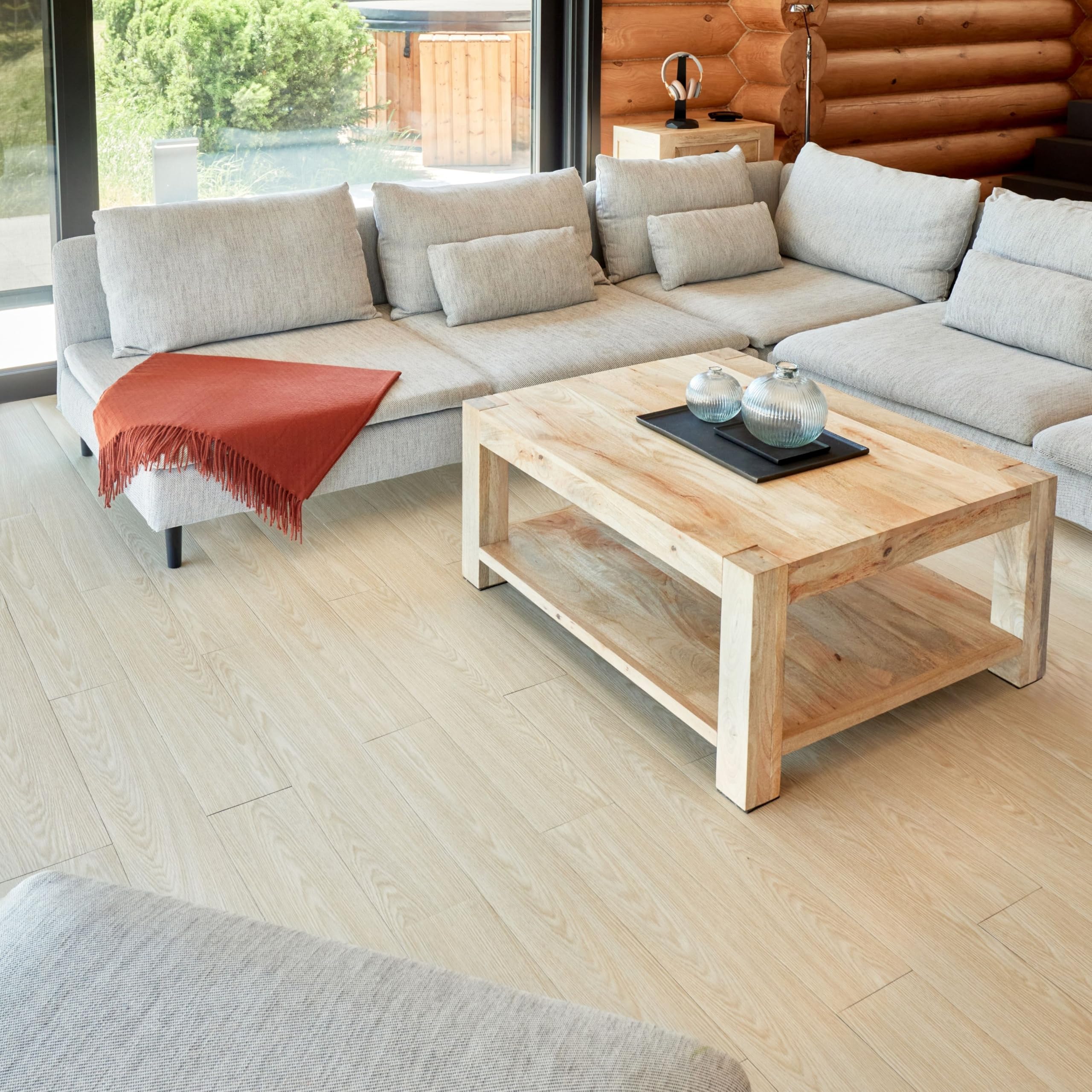 Self Adhesive Floor Planks - 10 Planks Pack Covering 14.96 sq ft / 1.39sqm | Each Stick On Tile Plank Measures 5.9x35.9in (91.4x15.2cm) | Peel and Stick Vinyl Flooring | Natural Oak Wood Effect