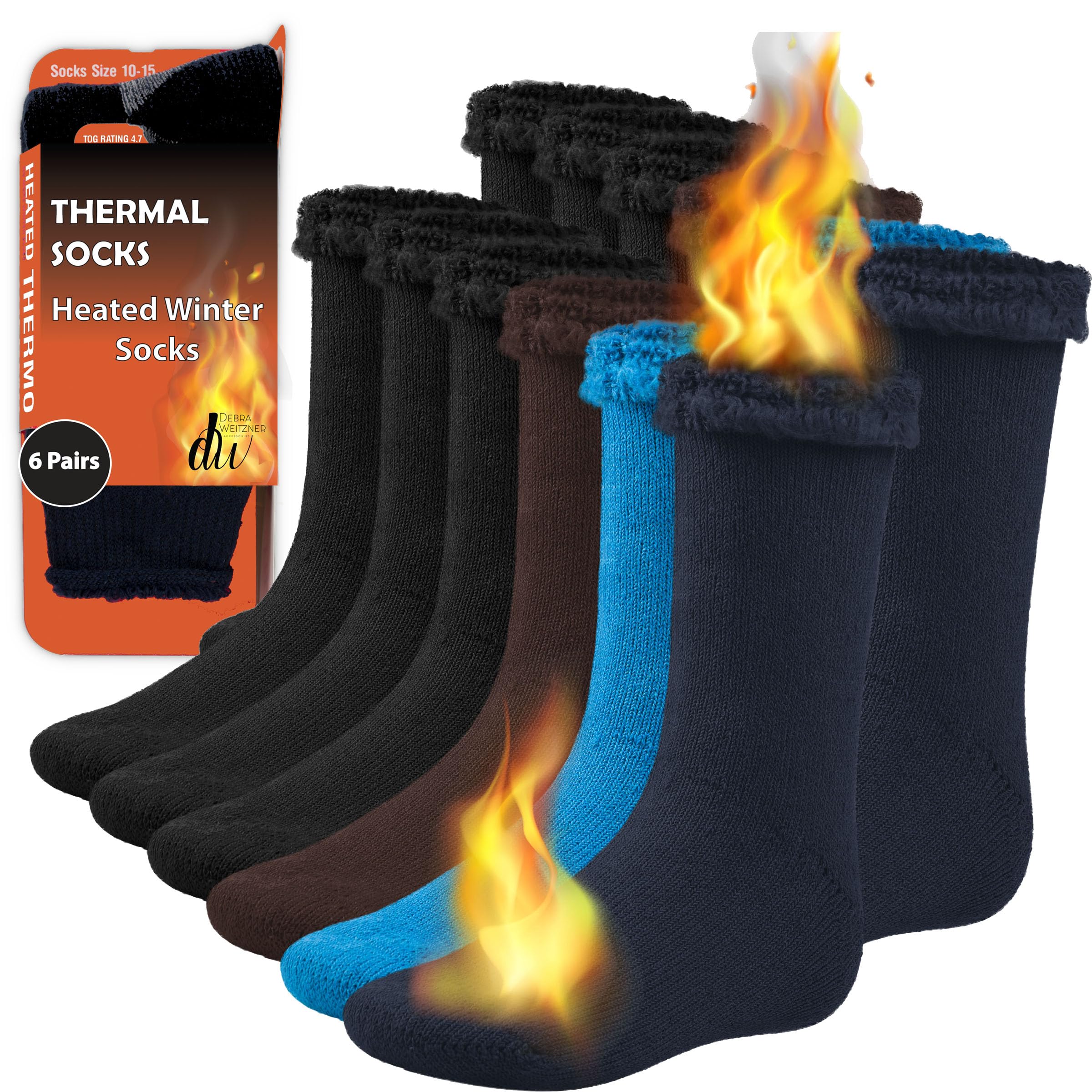 Thermal Socks For Men and Women Heated Winter Socks Insulated for Cold Weathers 6 Pack
