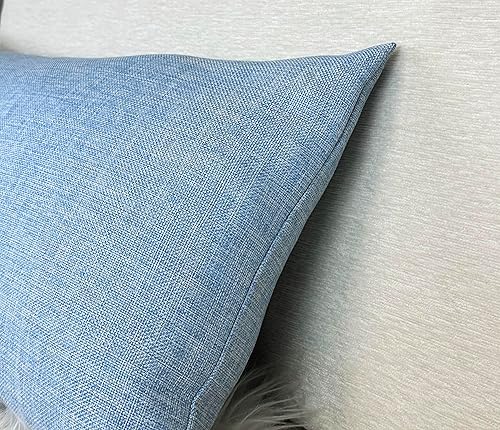 Miniatura 4 de Aiking Home - Funda de almohada tejida de lino sintético fino, tamaño 12 x 24 pulgadas, color azul pizarra