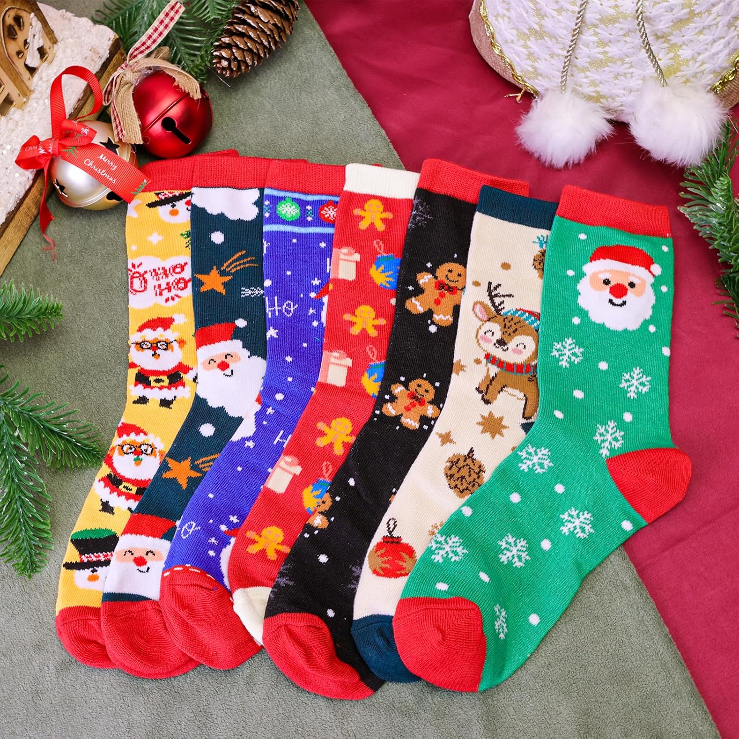 MGparty 24 Pairs Christmas Socks for Women Holiday Crew Socks Bulk Funny Novelty Winter Xmas Gift Socks for Adults Stocking Stuffers - Image 3