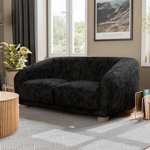 Furniture of America Amara Modern Chenille Loveseat with Sloped Arms