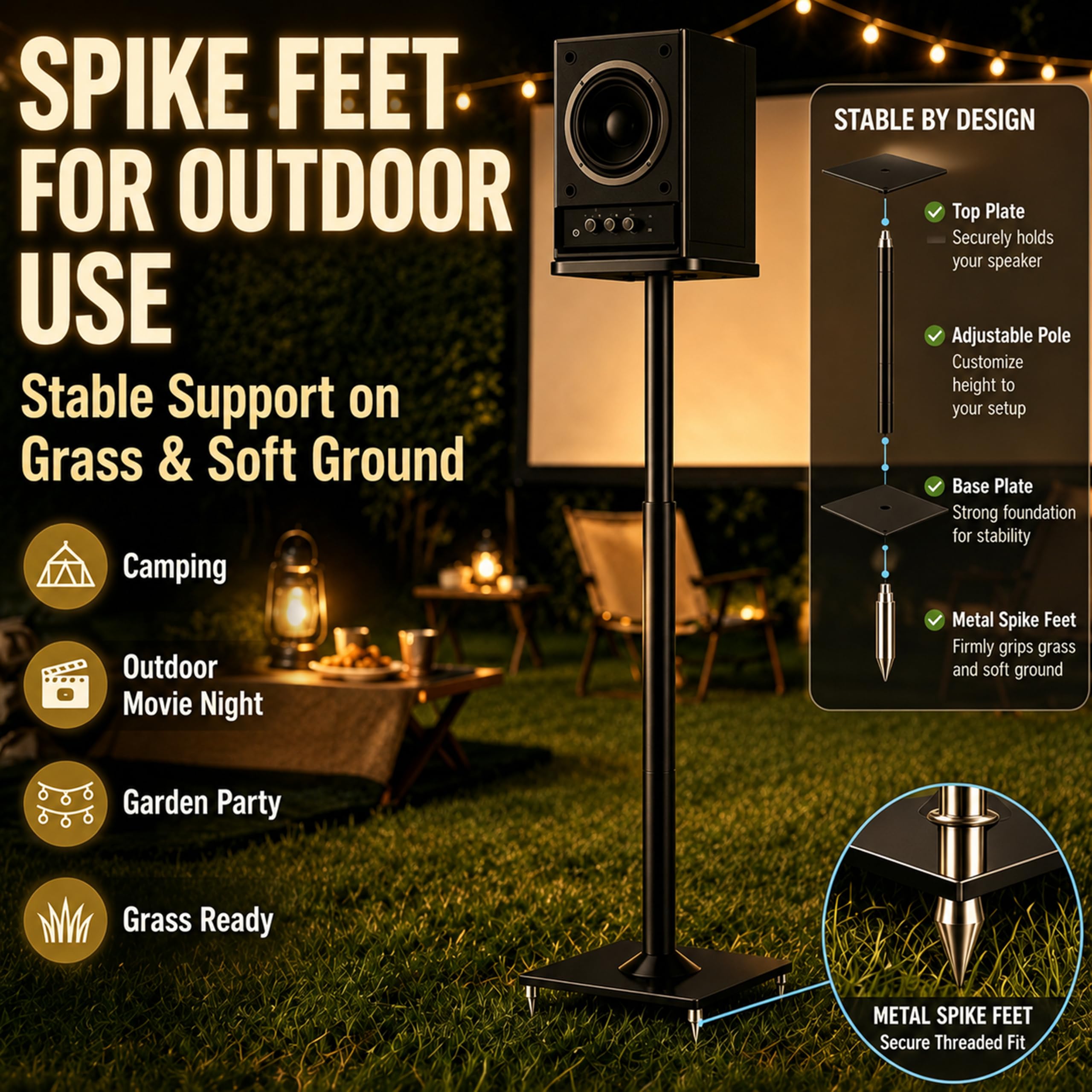 Soportes de altavoz ajustables en altura para satélites de hasta 10 kg, ampliables de 720 mm a 950 mm, soporte universal para altavoz de suelo con 2 tipos de almohadillas