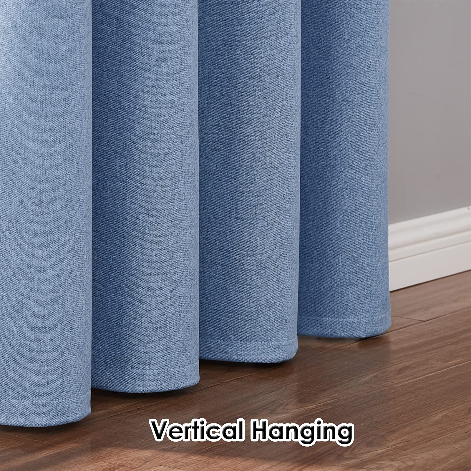 Melodieux 100% Blackout Curtains - Thermal Insulated Noise Reducing Linen Look Drapes, Purple, 42x84 Inch, 2 Panels - View #6
