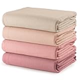 Muslin Swaddle Blankets Pack of 4, 47 x 47 Inches, Soft Cotton Baby Blanket Set, Large Multipurpose Swaddling Wraps for Newborns - Self-Soothing Swaddle - Cream, Blush, Bold Blush, Mauve