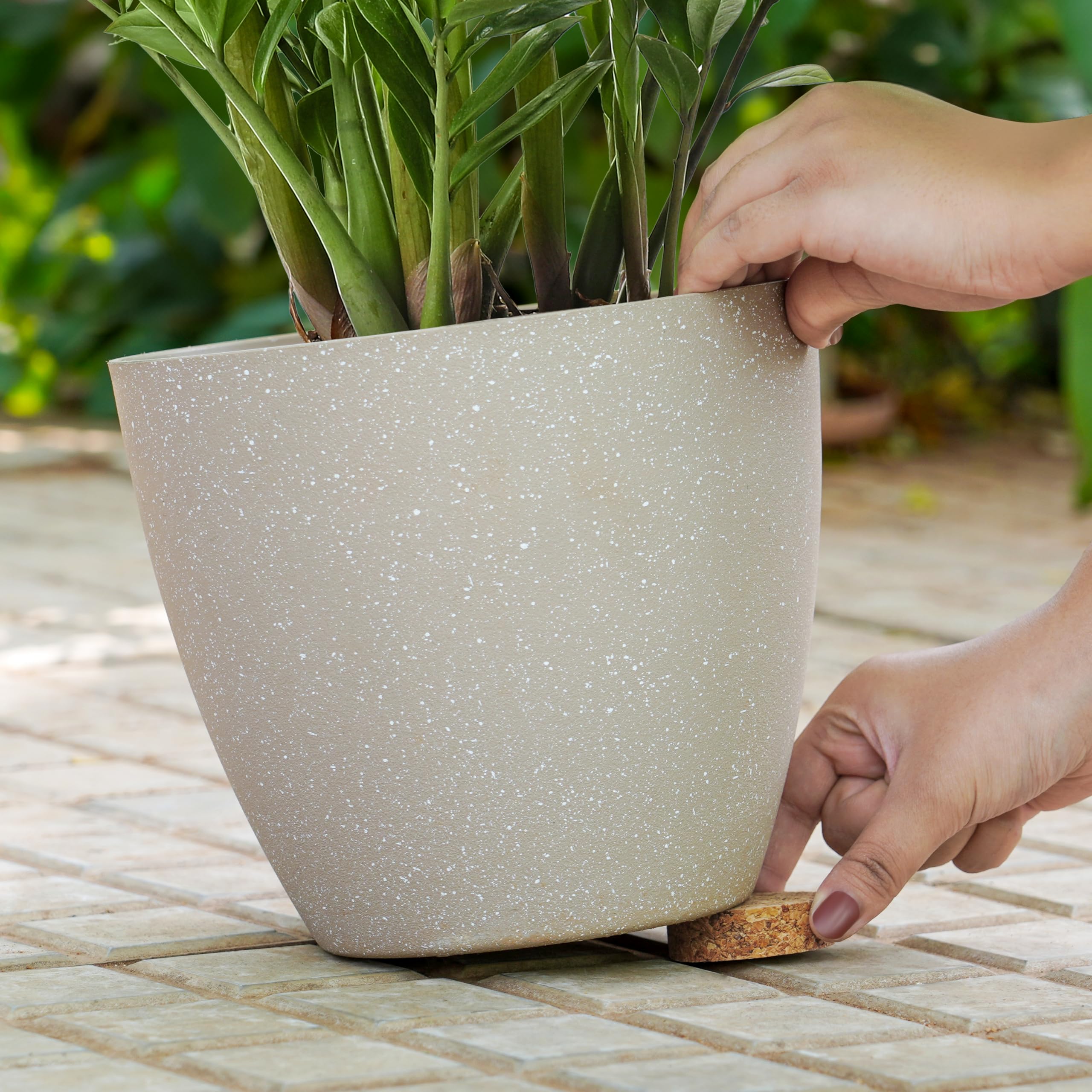 MOBUTOFU 3 Pezzi Vassoi Rettangolari in Plastica Beige per Sottovasi