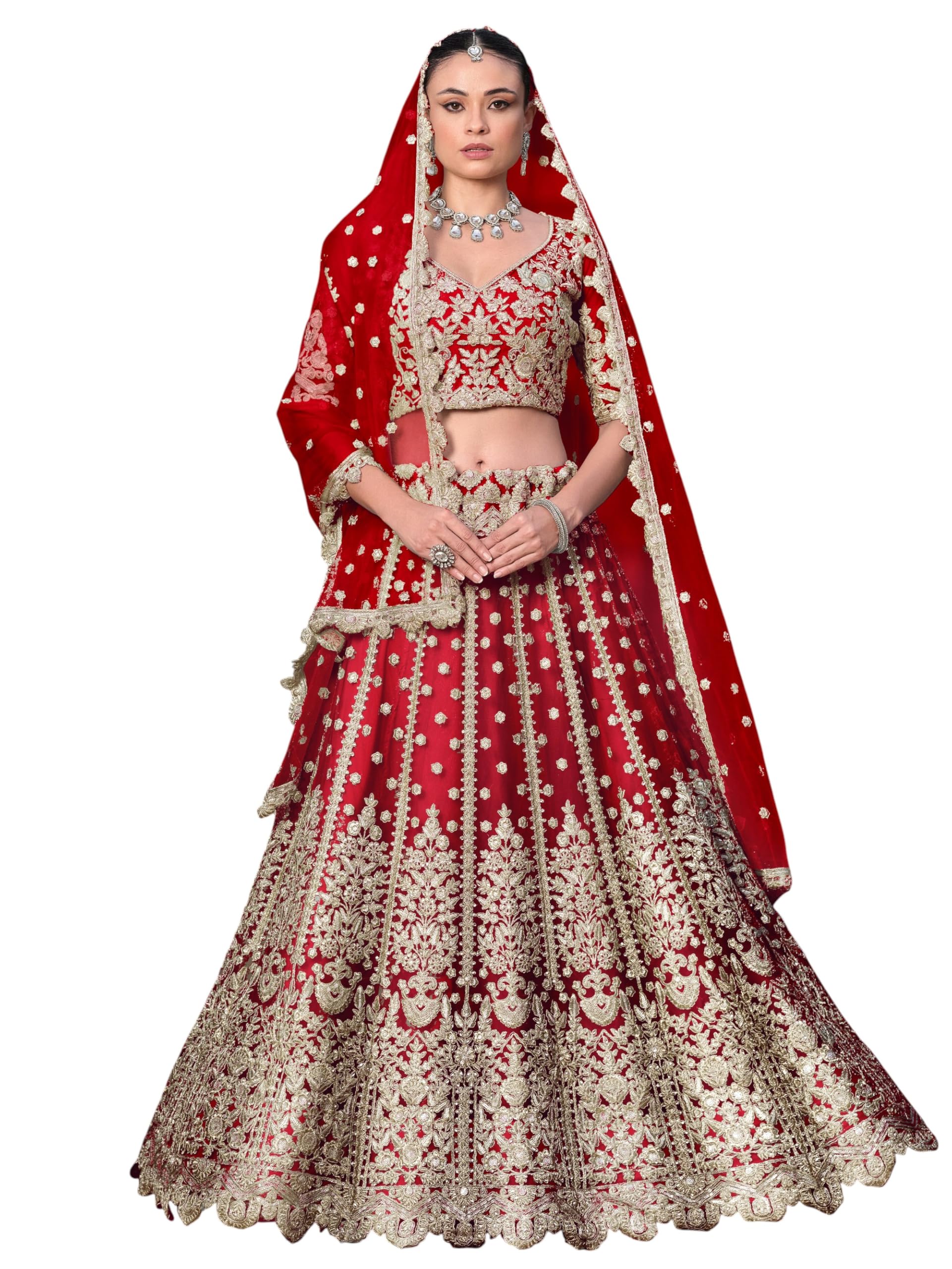 Women's Zari Sequins Embroidered Work Soft Net Lehenga Choli With Dupatta (6013-Women-Lehenga-Choli-Latest; Free size)-image-35