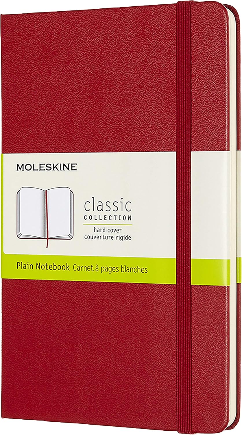 Moleskine Classic Notebook, Hard Cover, Medium (4.5" x 7") Ruled/Lined, Scarlet Red, 208 Pages : Office Products