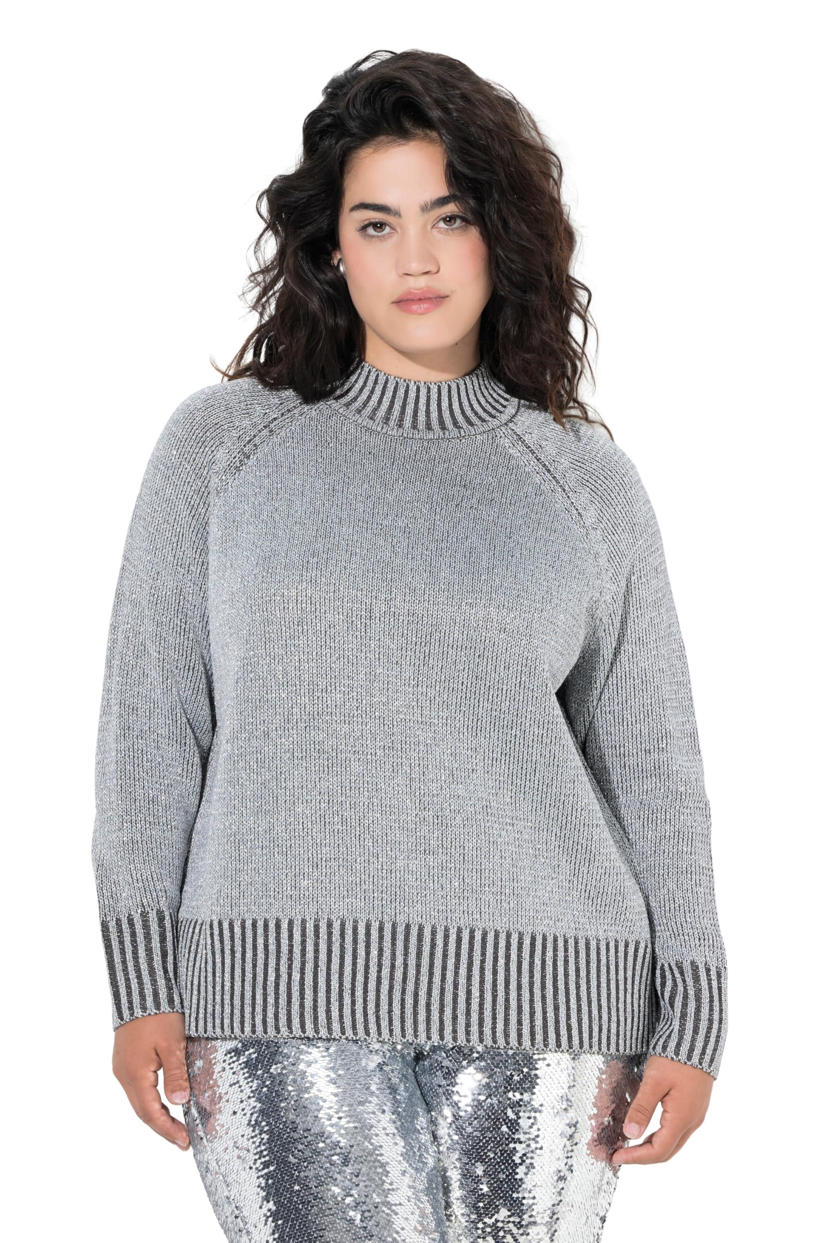 Angel of Style Damen große Größen Übergrößen Plus Size Pullover, Straight Fit, Glitzereffekt vorne 846114