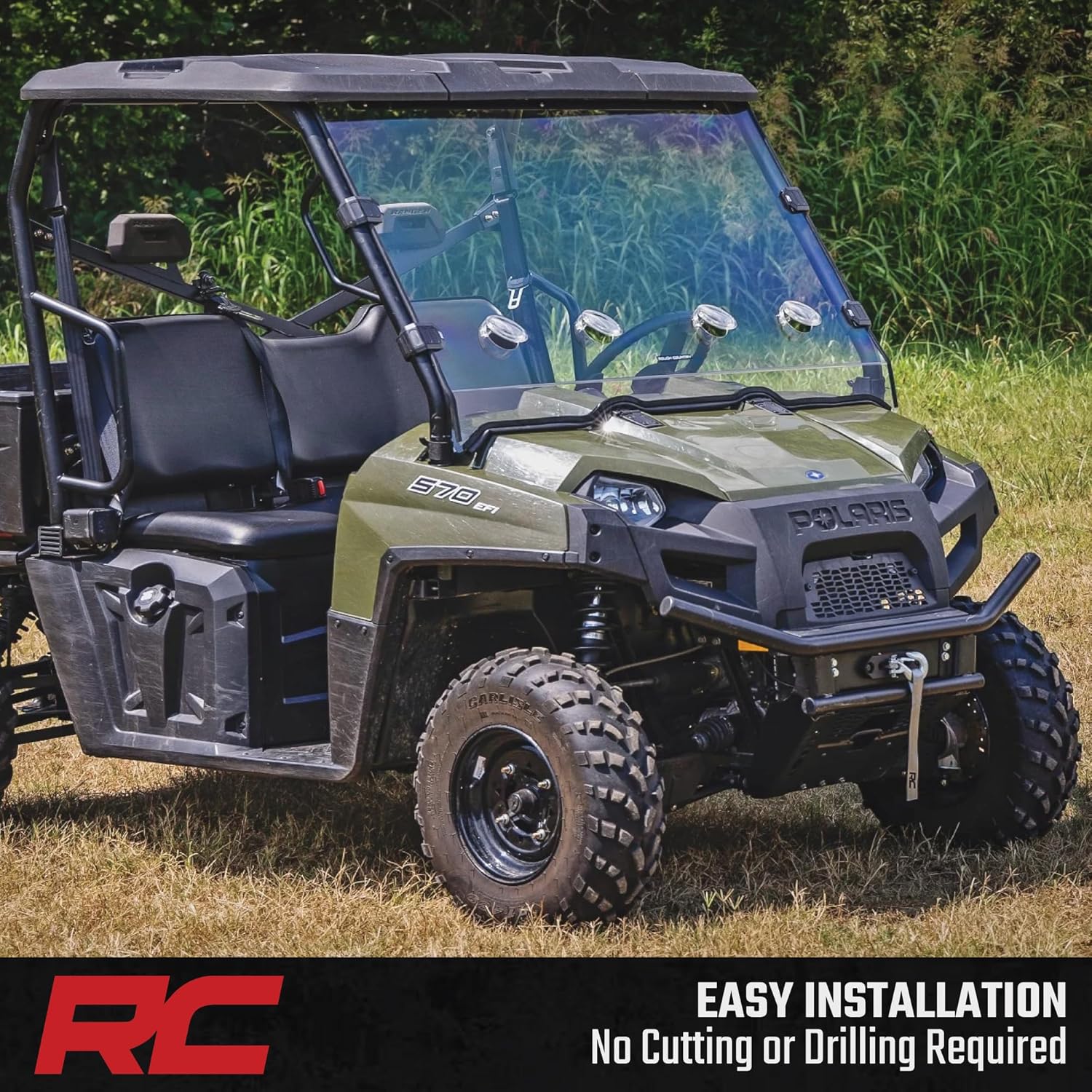 Rough Country Winch Mount for Polaris Ranger 570 Crew (Non-Pro Fit Cage) - Bolt-On UTV Winch Plate, Fits 3,500–6,500 lb Winches