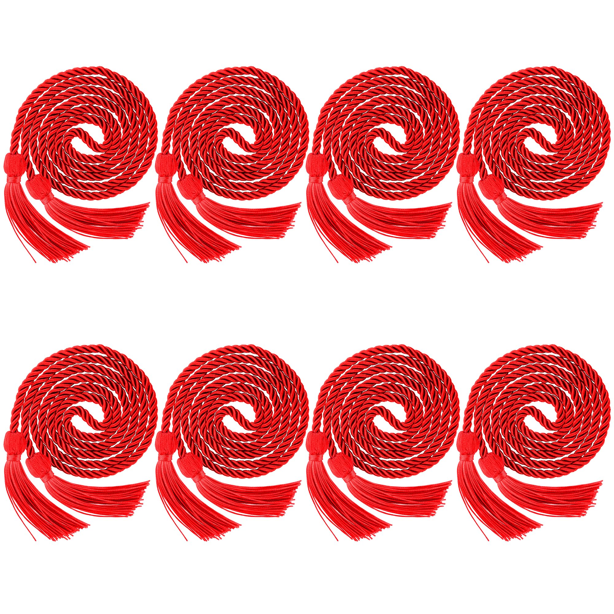 8 Pcs Red Graduation Cords, Honor Cords, Cords for Graduation, 2026 Graduation Tassel Honor Cords, 67" Long Braided Cords for 2026 Graduation Decorations Bachelor Gown for Student Master Doctoral