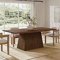 Christopher Knight Home Coadz 82-Inch Walnut Brown Wooden Dining Table for 6-8 | Modern Pedestal Kitchen Table