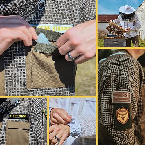 Miniatura 7 de Foxhound Bee Company Sting Stopper Chaqueta de apicultura ventilada con toros extendidos, diseño de suéter rápido, cremalleras superpuestas YKK para