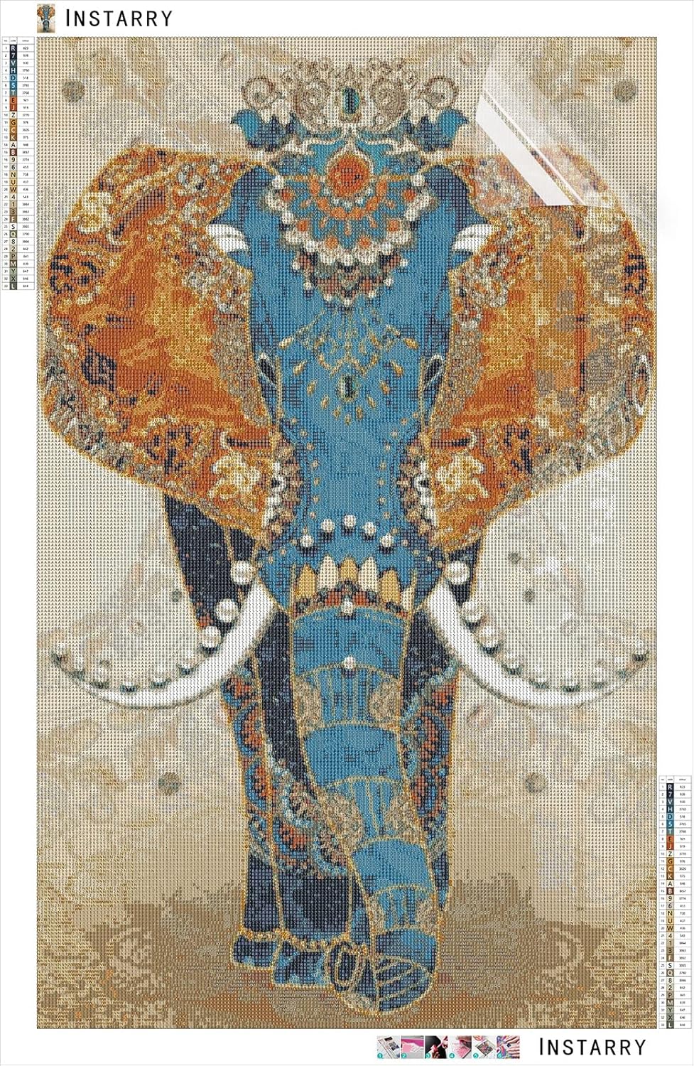 Instarry DIY 5D Diamond Painting Kits for Adults Large Size Elephant Cross Stitch Mosaic Family Wall Decor 35.4x19.7 inch
