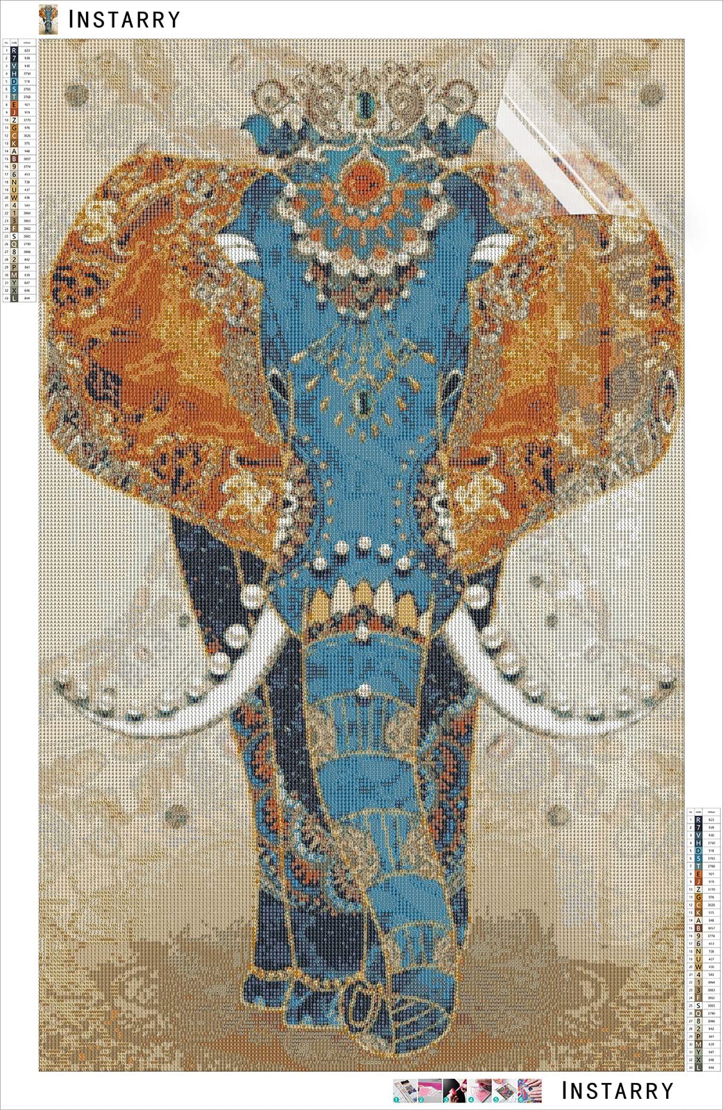 Instarry Kit Completo Diamond Painting 5D - Elefante 90x50 Cm - Tela HD Con Diamanti Rotondi - Idea Regalo