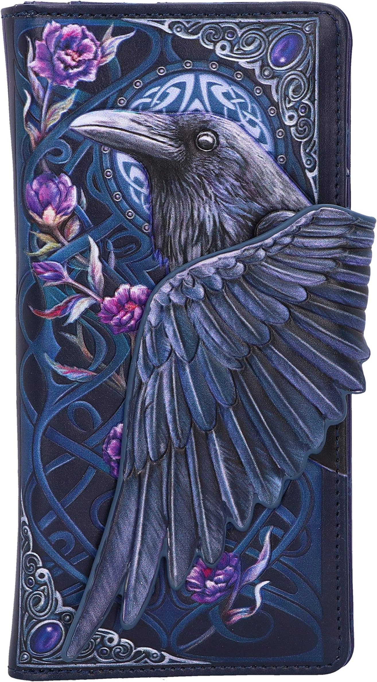 Ravens Flight Black Wing Floral Embossed Purse Wallet